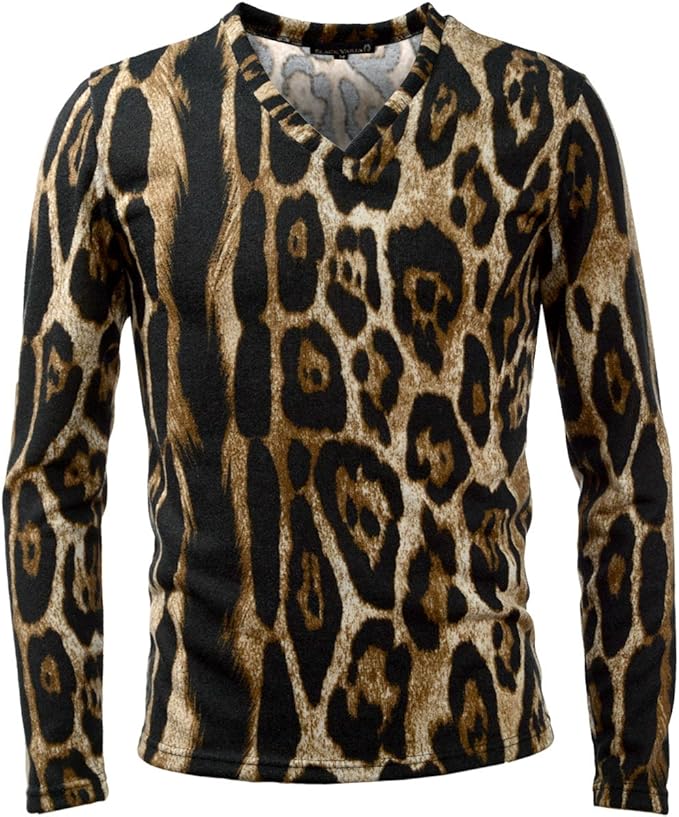 Amazon | [ブラックバリア] Tシャツ Vネック ヒョウ柄 豹柄